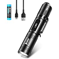 Los mejores  - WUBEN L50 - Linterna LED de 1200 lúmenes- superbrillante- recargable- micro USB- 5 modos- resistente al agua- IP68- para…